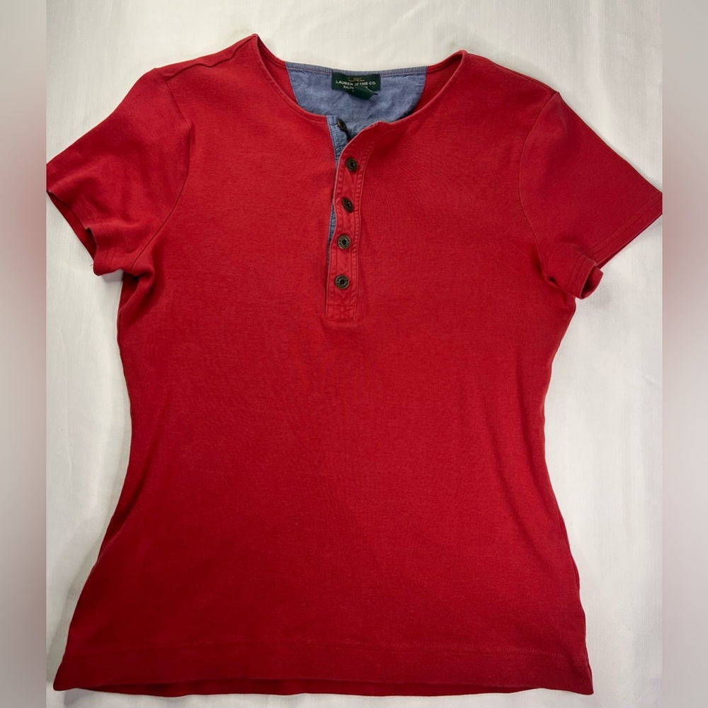 Lauren Ralph Lauren Red Short Sleeve Tee Size Medium